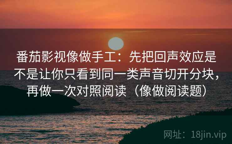番茄影视像做手工：先把回声效应是不是让你只看到同一类声音切开分块，再做一次对照阅读（像做阅读题）