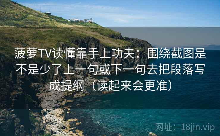 菠萝TV读懂靠手上功夫：围绕截图是不是少了上一句或下一句去把段落写成提纲（读起来会更准）